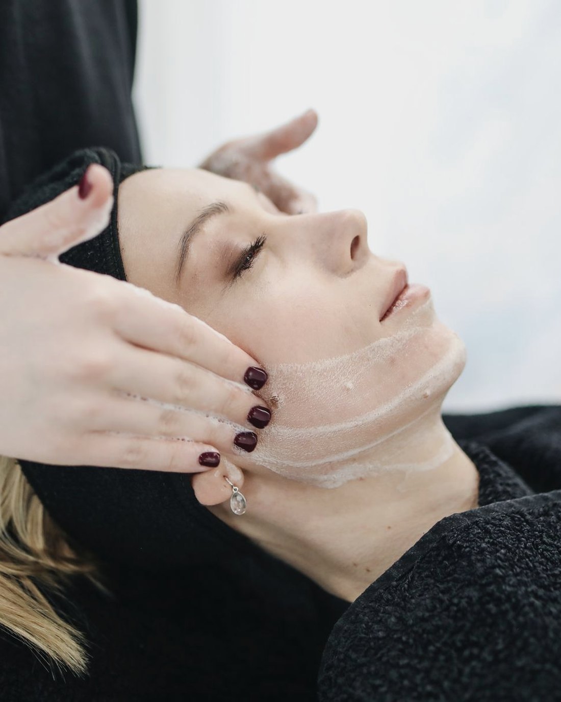 A facial treatment in progress